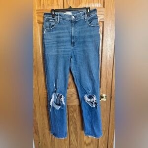Abercrombie & Fitch The 90’s Straight Ultra High Rise Distressed Jeans - 32/14 L